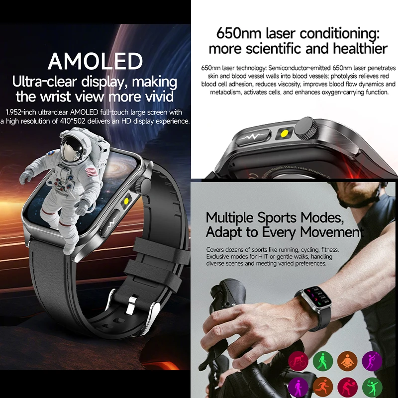 Smart Watch for Men Women with 650nm Laser Health Monitoring - Image 4