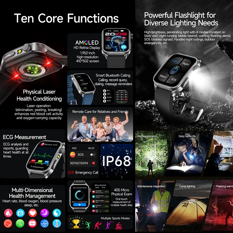 Smart Watch for Men Women with 650nm Laser Health Monitoring - Image 3