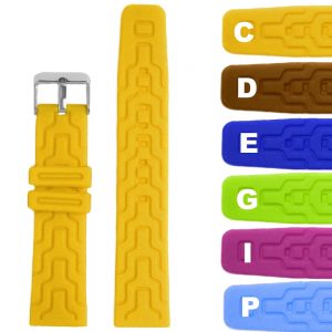 20mm Yellow Charm Pattern Silicone Rubber Ladies Watch Band Straps WB1088C20JB