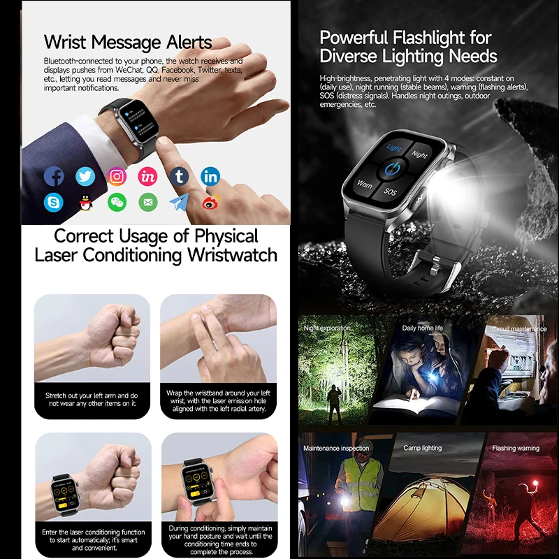 Smart Watch for Men Women with 650nm Laser Health Monitoring - Image 6