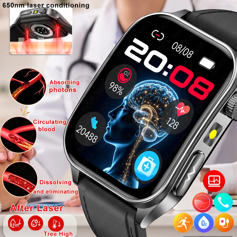 Smart Watch for Men Women with 650nm Laser Health Monitoring