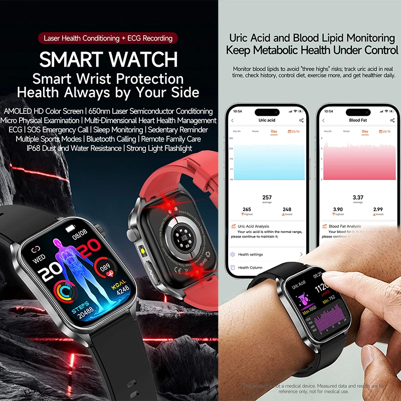 Smart Watch for Men Women with 650nm Laser Health Monitoring - Image 2