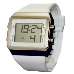 DW365B Rectangular PNP Shiny Silver Watchcase Chronograph Boy Girl Digital Watch
