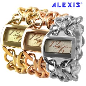 Silver /Gold /Rose Gold Women Double Clasp Chain Bracelet Watch FW675