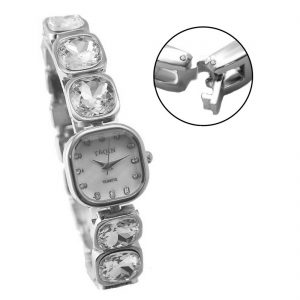 FW874B Square PNP Shiny Silver Watchcase White Dial Ladies Women Bracelet Watch
