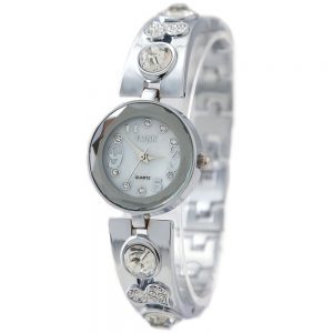FW903A Round PNP Shiny Silver Watchcase White Dial Ladies Women Bracelet Watch
