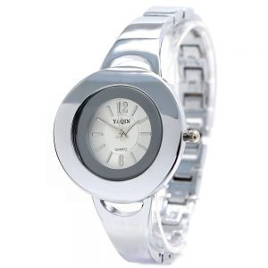 FW916A Round PNP Shiny Silver Watchcase White Dial Ladies Women Bracelet Watch