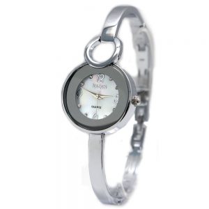 FW918A Round PNP Shiny Silver Watchcase White Dial Ladies Women Bracelet Watch