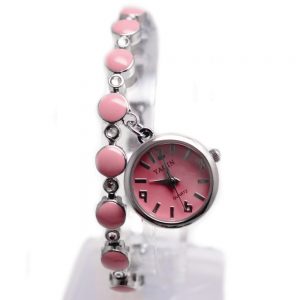 FW934B New Shiny Silver Band Round Pink Dial Ladies Women Pendant Bracelet Watch