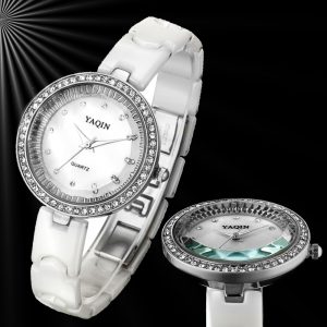 Yaqin New Round Ladies Women Generous Crystal Ceramic Watch FW935B