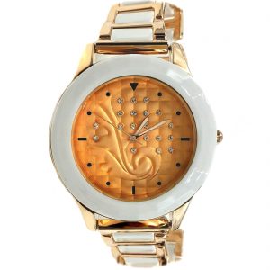 Ceramic Ladies Rose Gold Quartz Watches Fashion Crystal Large Watch FW970A