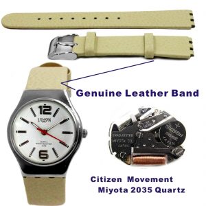 Special Lug Straps Slim Leather Beige Black Watches Boy Girl Fashion Watch FW995A