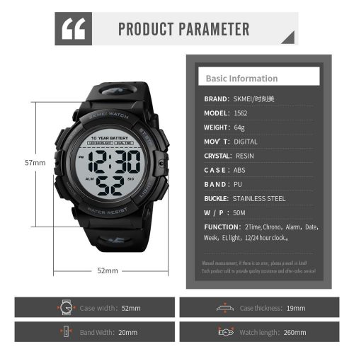 SKMEI 1562 Digital Wrist Watches Male Electronic Sport Clock