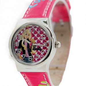 Magenta Band PNP Shiny Silver Watchcase Blue Jeans Band Children Watch KW046G