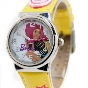 New Yellow Band PNP Shiny Silver Watchcase Children Watch KW060C