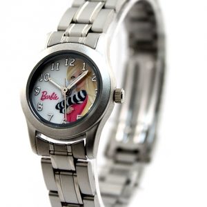 Printed Cartoon Doll Dial Kid's Watch Silver Bracelet Watch KW065B