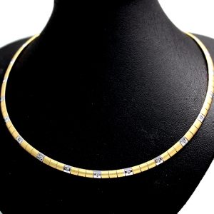 Hot Sell Elegant Two Tone Plating Crystal Fashion Design Circle Necklace N1478A