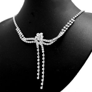Wedding party Crstal Flower Necklace Earring Set with nice gifts box NS1153A