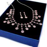 Light Rose Crystal Tassel Earring Necklace Set