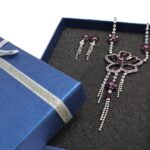Violet Crystal Tassel Earrings Necklace Set