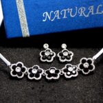 Jet Flower Party Earring Necklace Set