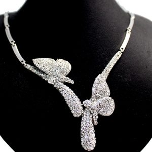 Good Charming Butterfy Wedding Party Gifts Crystals Earring Necklace Set NS2289A