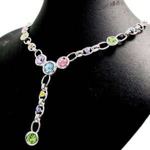 Multi-color Round Crystal with Gift Box Earring Plating Necklace Set NS2344A