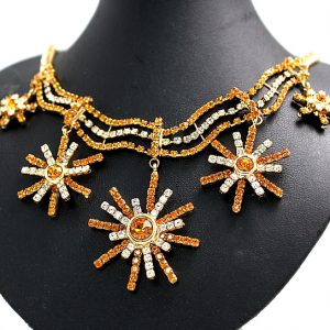 Generous Topaz Crystal Sun Flower Sea Star Gold Plating Necklace Set NS391A