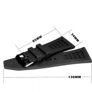 34mm Top Black Silicone Jelly Rubber Men Unisex Watch Band Straps WB1046A34JB