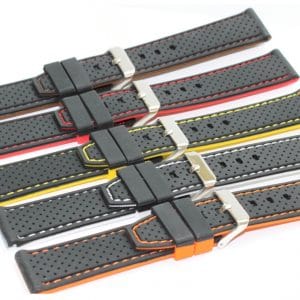 22mm Black With Color tone Silicone Jelly Unisex Watch Band Straps WB1047A22JB