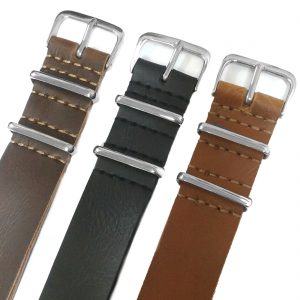 20mm Nato Watch Strap Band Single Piece Watch Strap Brown Faux Leather WB1222A20FB