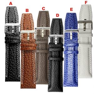 24mm Genuine Leather Watch Band Color Stainless Steel Buckle WB1238